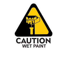 caution wet paint sign symbol vector - obrazy, fototapety, plakaty