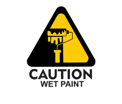 caution wet paint sign symbol vector