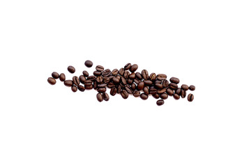 Roasted coffee beans pile isolate on white background