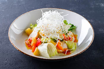 fresh vegetable and noodle salad
