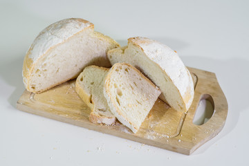 Delicious wheat bread on a table in a cozy coffee shop