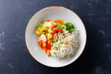 fresh vegetable and noodle salad