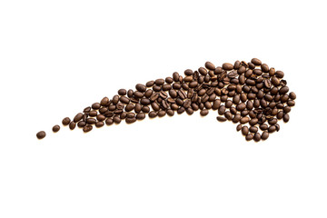 Roasted coffee beans pile isolate on white background