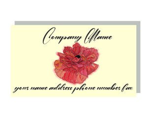 Business card for a beauty salon with watercolor poppies, stylish business design
