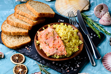 salmon and couscous fillet fitness slimming menu
