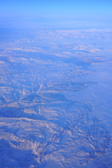 Aerial view of Greenland covered with ice and snow