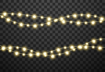 Valentine's lights isolated on transparent background, vector illustration