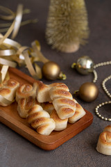  Figuritas de mazapan , Spanish xmas marzipan sweet with christmas decoration. Traditional treat consumed during winter holidays in Spain.