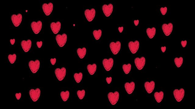 heart, many hearts . heart pink on black backdrop Background of hearts, canvas, clipart of hearts. cartoon, animated cartoon. for Valentines greeting card motion design, 8 march, women's day 4k