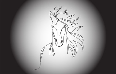 Horse head design line art.