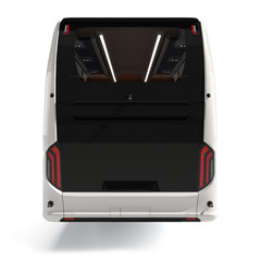 White big tour bus back view