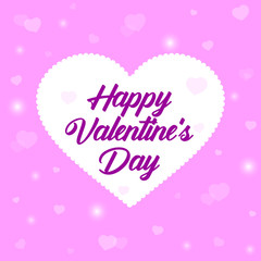 Square banner with Valentines Day, on a pink background. Card, invitation. Vector illustration