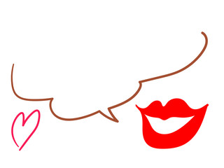 赤い唇とハートの吹き出し