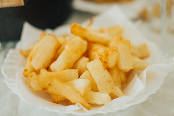 Homemade Brazilian fried cassava on plate