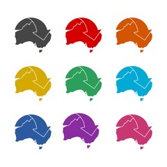 Australia map color icon set isolated on white background