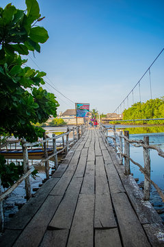 wooden bridge over river