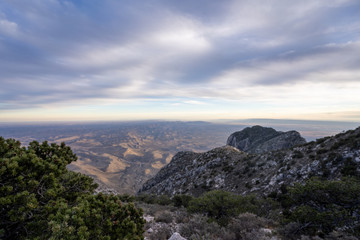 The sun begins to set over the mountains of West Texas. 