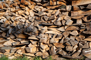 Stos drewna na opał. Tekstura