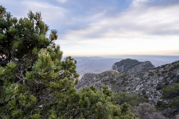 The sun begins to set over the mountains of West Texas. 