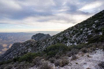 The sun begins to set over the mountains of West Texas. 