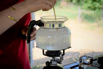 teapot with chinese green tea