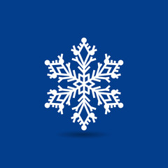 snowflake vector icon, winter, symbol ice, blue background