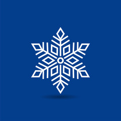 snowflake vector icon, winter, symbol ice, blue background