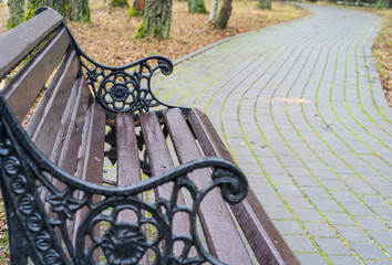 park bench next to the track