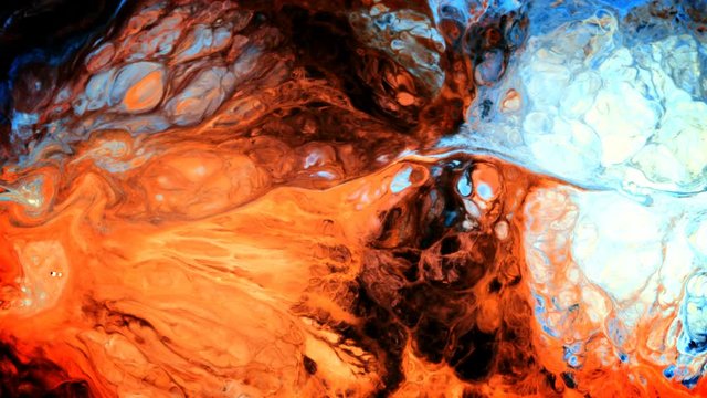 Abstract Ink Paint Movement Explode and Spread on Milky Liquid Element