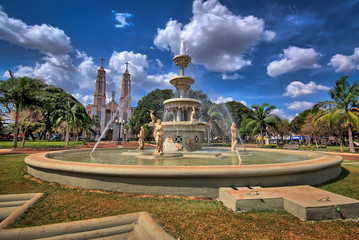 Campo Mourao city, Parana, Brazil. Sunny day with the view of St. Joseph's Cathedral, the mother...