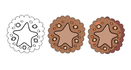 Set with gingerbread cookies on a white background. Color vector drawing. Can be used for printing, textiles, wallpapers, websites, postcards, wrapping paper and posters.