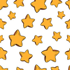 Cute seamless pattern. Stars on   white background.  Pattern for cloth, textile, cover, wrapping paper, web, printing, wallpaper, fabric, and textile.