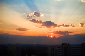 sunset over the  city