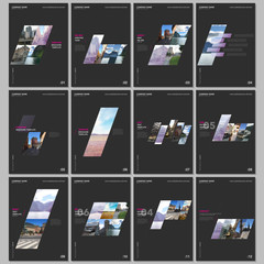 Creative brochure templates with colorful gradient geometric background. Covers design templates for flyer, leaflet, brochure, report, presentation, advertising, magazine.