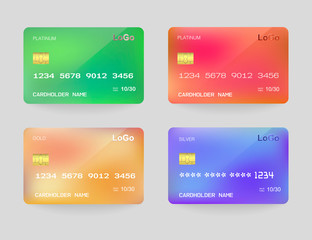 Set of Realistic detailed templates design for Debit card, Credit card.