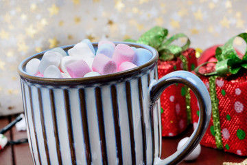 Hot chocolate in a mug and ornament christmas
