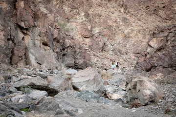 hikers in hajjar mountains in Ras Al Khaimah, UAE