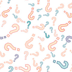 Quiz seamless pattern. Question marks, doubt, faq