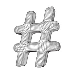 Hashtag icon. Concept of social media, micro blogging PR and popularity. Wireframe low poly mesh vector illustration