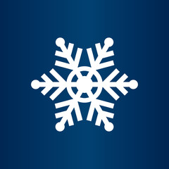 Cute Snowflake Icon vector, Christmas Holiday Winter snowflake Logo Design. White Snowflake Vector illustration with Blue Background.