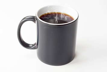 Cup of steaming hot coffee isolated mockup