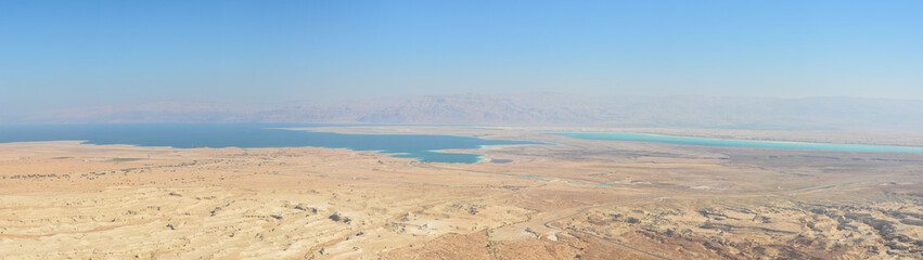 Panorama of the Judean Desert and the Dead Sea.
