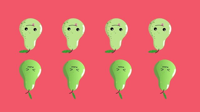 Bright cartoon animation of rotating pears. Minimal motion art. Fruits background.