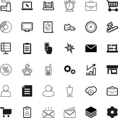 business vector icon set such as: sneakers, identification, currency, deadline, operator, present, restaurant, copy, classic, form, bright, bang, factory, receipt, giving, sell, icons, fashion