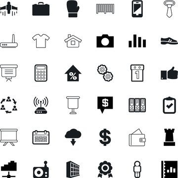 business vector icon set such as: test, retail, spin, infrastructure, calculator, call, run, like, vacancy, delivery, industrial, binder, machinery, hotel, purse, transport, footwear, portfolio