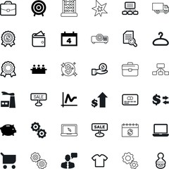 business vector icon set such as: ship, promotion, baggage, payroll, avatar, antique, fastening, tshirt, post, coat, count, sticker, hook, account, save, job, check, red, person, arithmetic, house