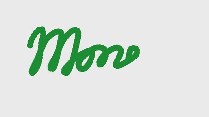 Money, green word is written, text. Many hearts make up the inscription, message. Transparent background animation, video 4K modern  transparent, text, message, lettering, write, contour, symbol, call