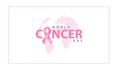 World Cancer Day with ribbon and pink color