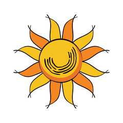 Sun circle. A simple image of the sun in a children's style. Vector illustration. Hand Drawn art