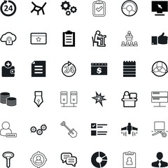 business vector icon set such as: talk, lecture, exchange, vip, theater, engine, goal, blank, plain, checkbox, desktop, ink, connect, cogs, identification, industrial, show, sitting, bomb, hosting